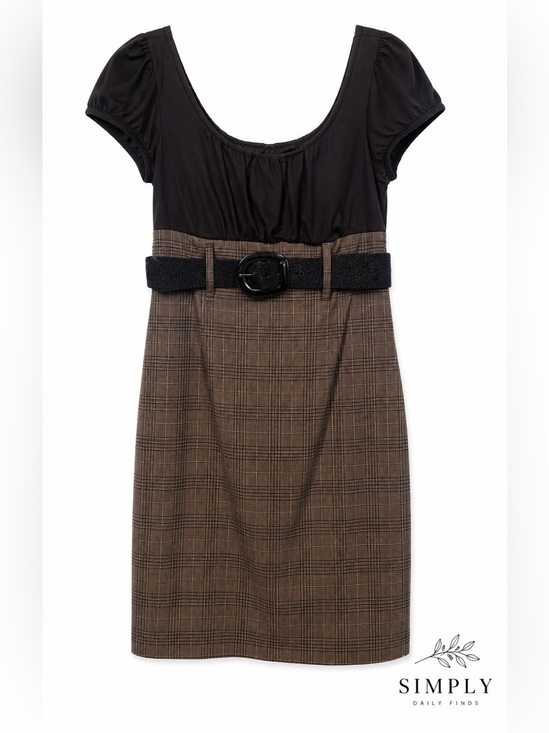A. Byer Dresses & Skirts - A. Byer Brown Plaid Belted Midi Dress